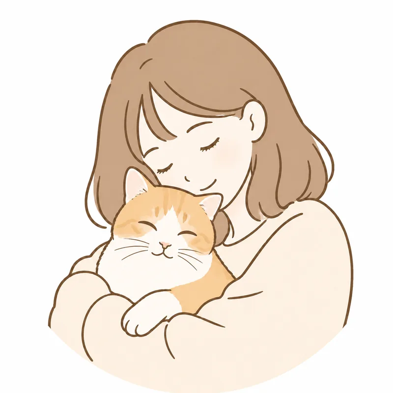 猫を抱く人のイラスト