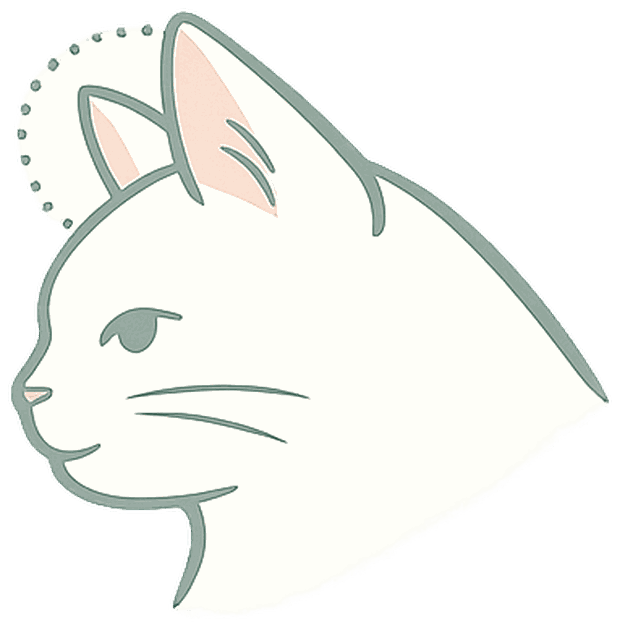 耳の先がV字にカットされた猫の横顔のイラスト